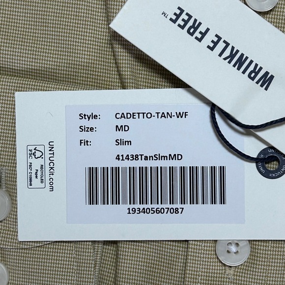 UNTUCKit Cadetto Tan Wrinkle Free Slim Fit Button Down Shirt Mens Medium - Picture 4 of 4